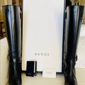 Beautiful Gucci Dionysus Elizabeth Knee High Black Boots Sz 39/US 9 Calfskin